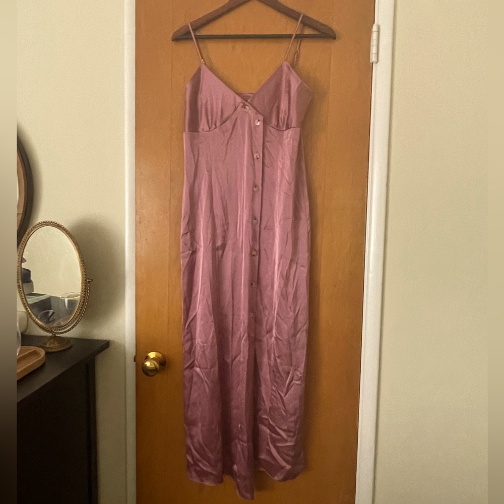 Nanushka Ancens Satin Pink Midi Dress Small NWT